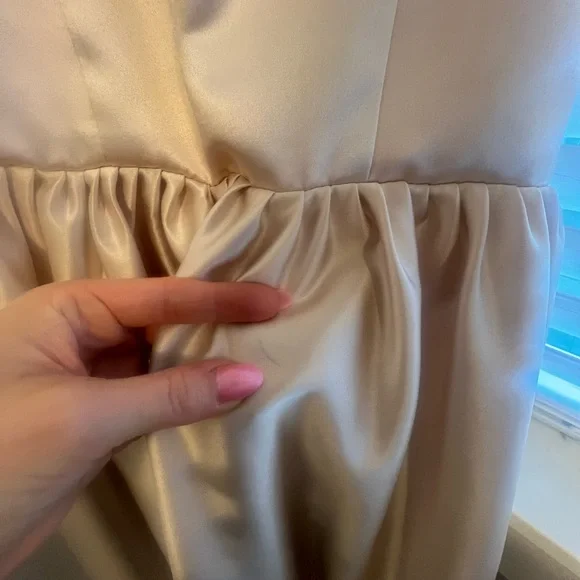 Gold/ cream Satin Kids Dress with Bow, flower girl dress - Picture 11 of 16